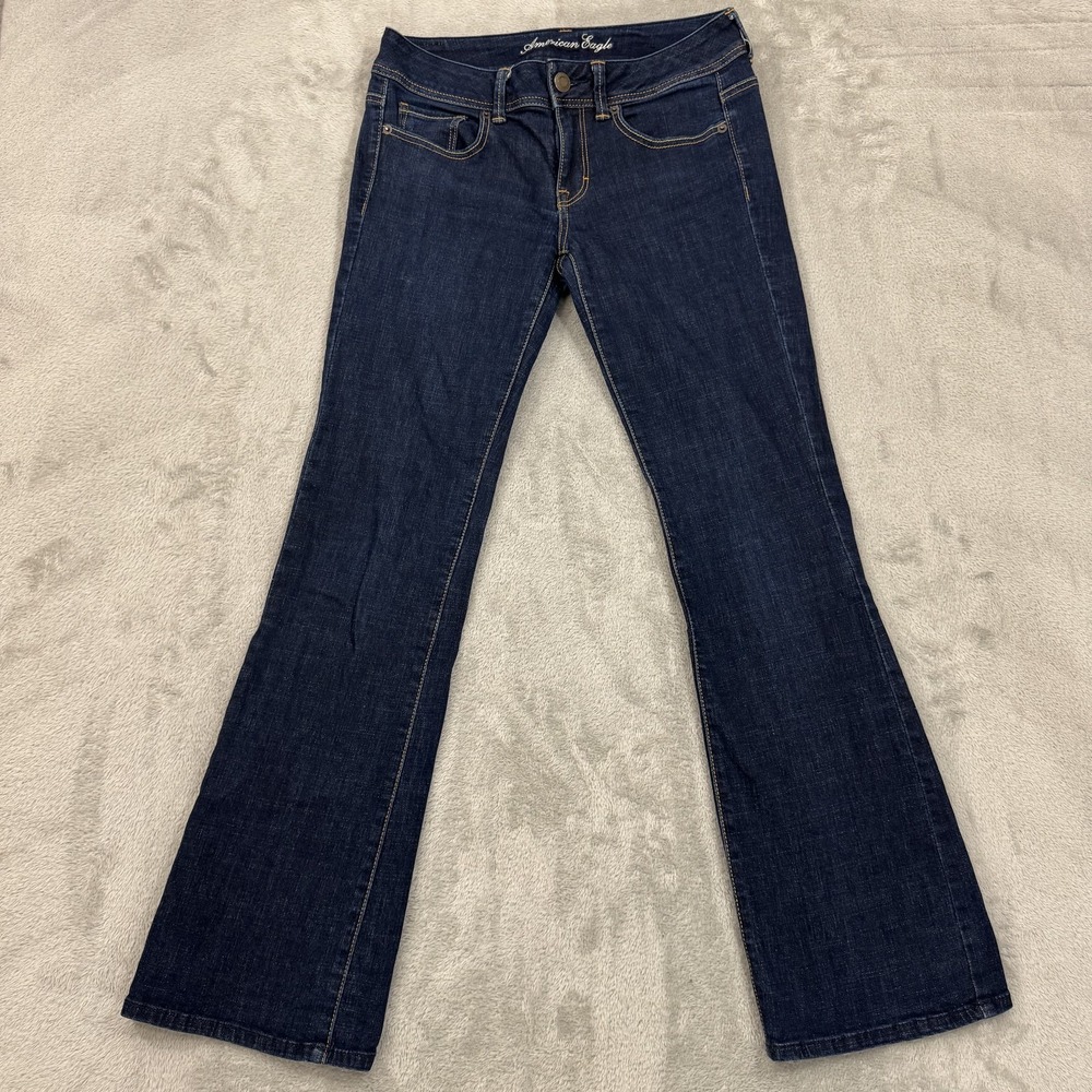 American Eagle Jeans Women 8 Boot Cut Low Rise Dark‎ Wash Super Stretch 30x32